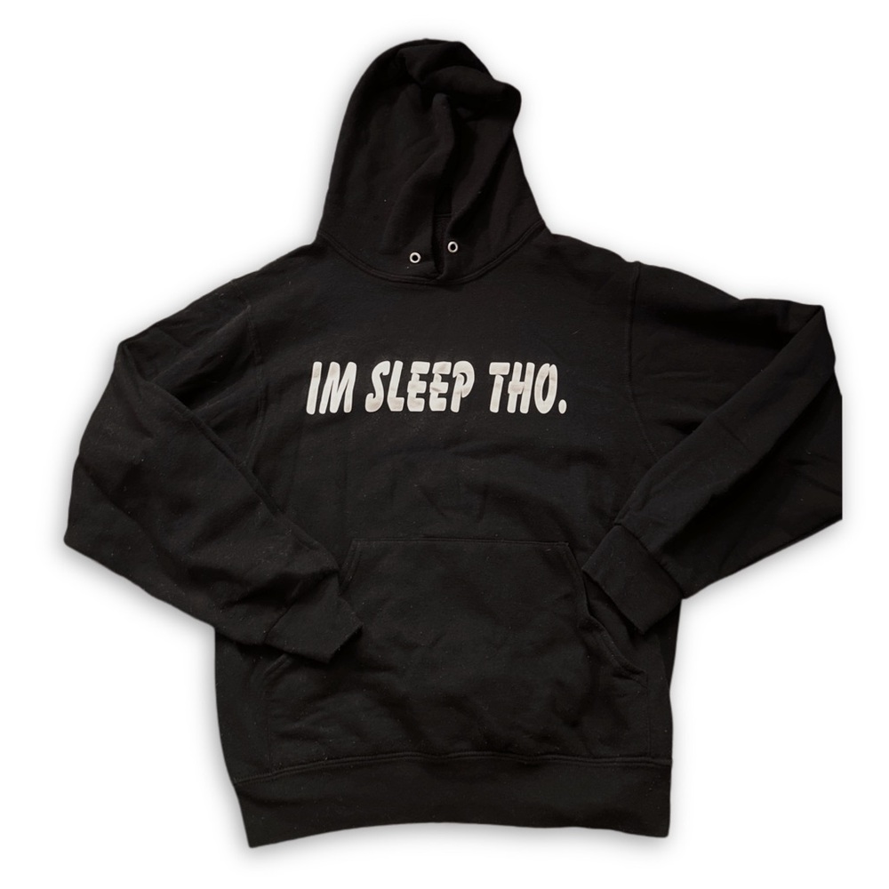 I’m Sleep Tho Black Hoodie Funny Women/Men Size S Fruit of the Loom